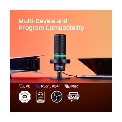 "HyperX DuoCast Microphone -6dBFS Cardioid Omni-Directional Black | Exceptional Sound Quality & Versatile Connectivity"